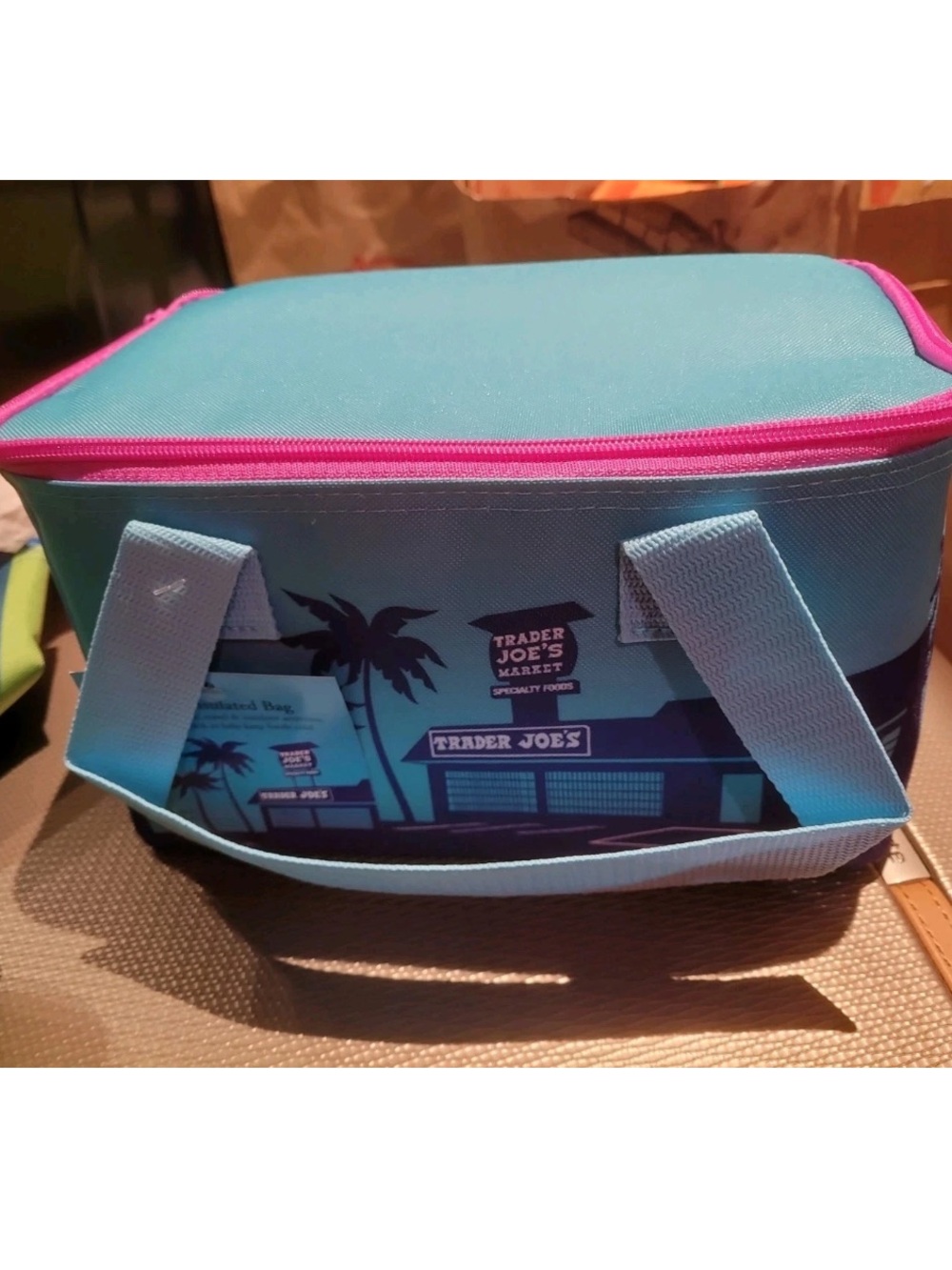 One Trader Joe’s Mini Insulated Bag Cooler BNWT 1.5 Gal Blue & Purple